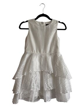 Girls White Sleeveless Tiered Party Dress